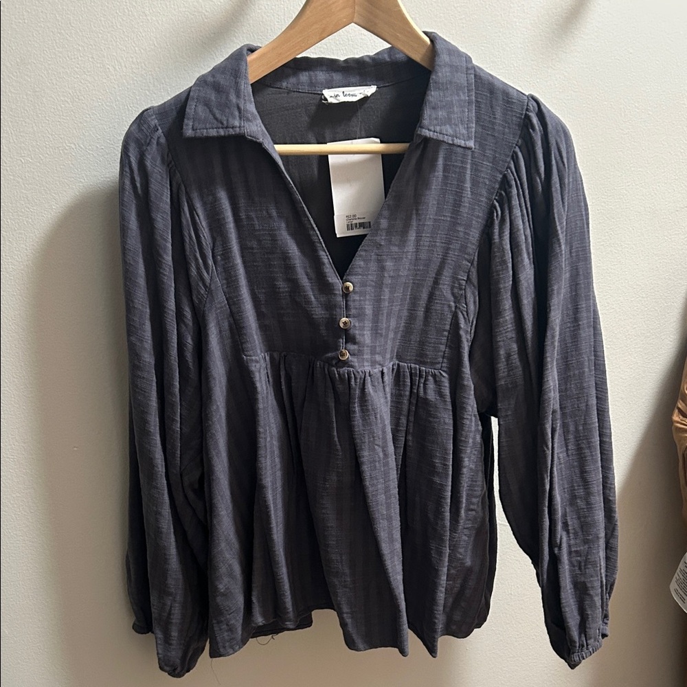 In Loom Blouse with Button Accents